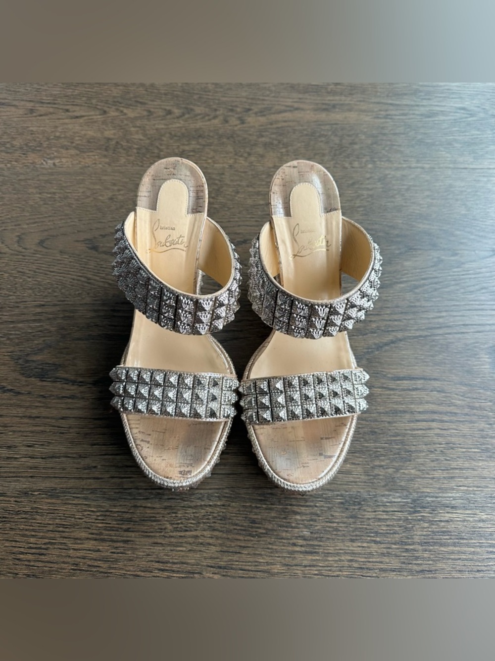 Christian Louboutin Ecu 120 Spike Sandal Wedges - Size 41 - Picture 2 of 10